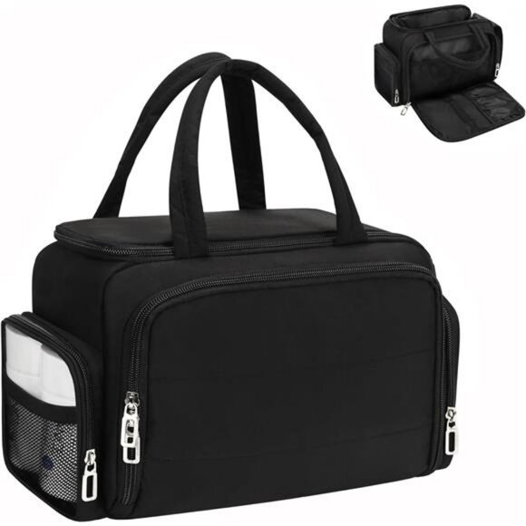 Large Travel Toiletry Bag for Women Makeup Organizer Cosmetic Pouch Black - Picture 1 of 7